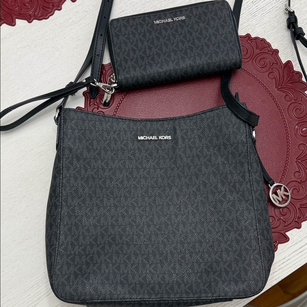 Michael Kors Charcoal Crossbody Bag Set